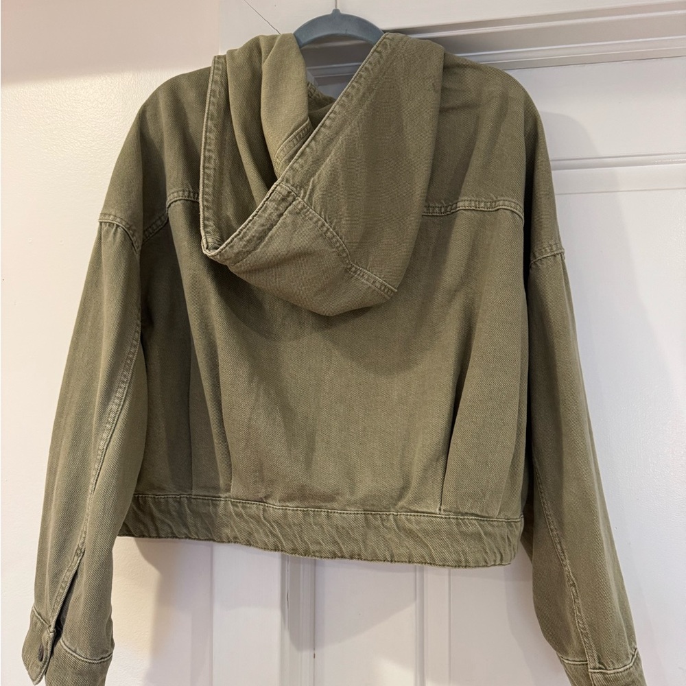 Zara Women's Olive Green Hooded Jacket - Picture 2 of 7